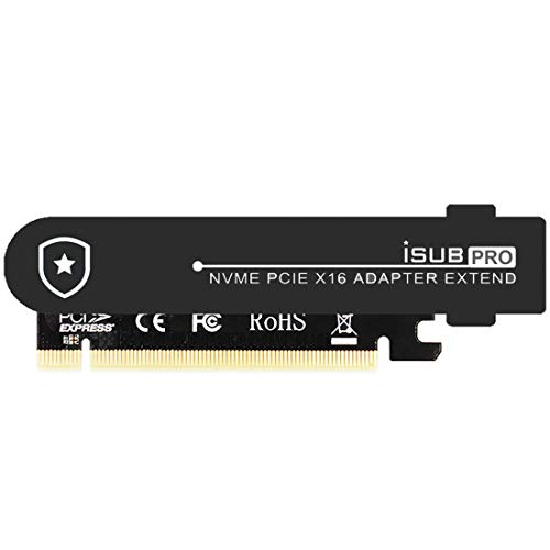 JEYI iSUB PCIE3.0 NVME Adapter x16 PCI-E Full Speed M.2 2280 Aluminum Sheet Thermal Conductivity Silicon Wafer Cooling (Black)
