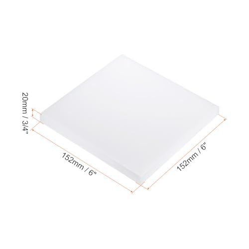 Image of 6 inch x 6 inch x 3 /4 inch HDPE Plastic Sheet, High Density Polyethylene Sheet Cutting Board White Solid Block, [for DIY, Home Floor]