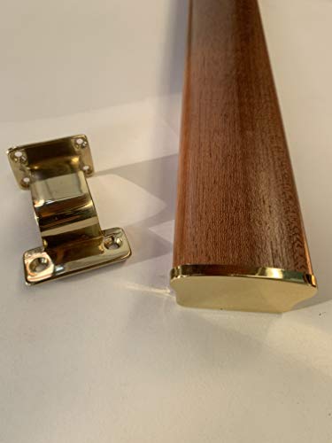 Kit corrimano art.89b Ayous tinta noce n° 1 da cm. 300 completo di 3 supporti e 2 finali ottone lucido. Made in Italy.