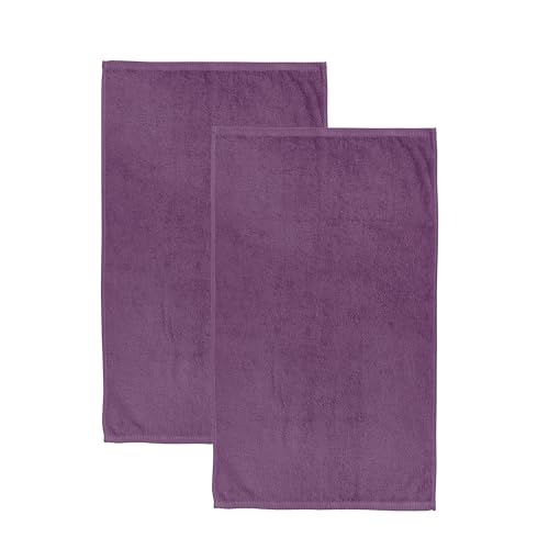 Image of Catherine Lansfield Quick Dry Cotton 90x140 cm Bath Sheet Pair Plum