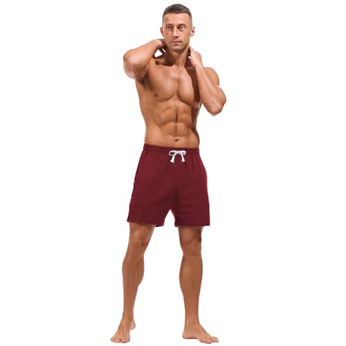 Image of AMY COULEE Mens Lounge Shorts 4 inch Pajama Lightweight Cotton Sleep Bottoms with Pockets