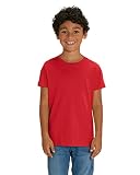 T-shirt pour enfant de qualité supérieure en 100 % coton bio pour filles et garçons. Idéal pour imprimer (par exemple avec films de transfert/films textiles), rouge, 152 cm