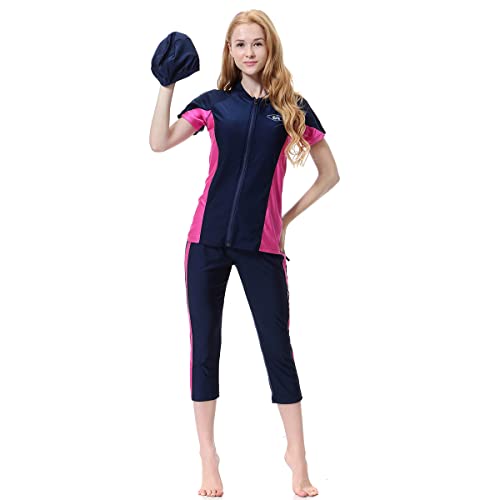 Maillot de bain musulman modeste pour femme - Burkini islamique manches longues rose