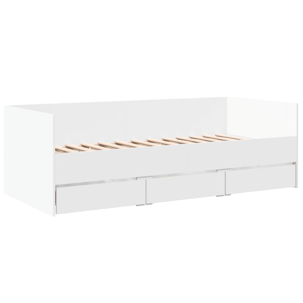 vidaXL Daybed with Drawers, Sofa Bed for Living Room Bedroom, Guest Bed, Sleeper Sofa Day Bed, Modern Style, White 75x190 cm Engineered Wood