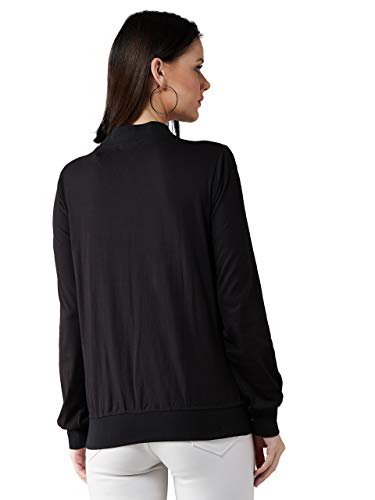 Image of Dolce Crudo Women's Black 100% Cotton Solid Bomber Jacket