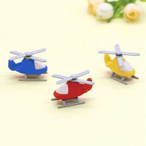Image of AK Store (Pack of 4) 3D Cute Cartoon Shape Rubber Pencil Erasers, School Stationery for Kids, Boys Girls, Birthday Return Gifts (Helicopter)