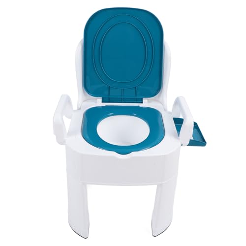 Bedside Commodes, Bedside Toilet Commode Chair Non Slip Mobile Toilet Seat Portable Shower Chair for Elderly and Pregnant Women People with Disabilities for Home Use (Blue)