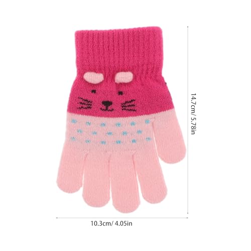 BESPORTBLE 3 Pairs Kids Winter Gloves Children Cute Cat Warm Gloves Full Finger Toddler Thermal Knitted Mittens For 3-7 Years Old Boys Girls Cold Weather2