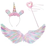 DNJASGD Unicorn Wings and Halo Magic Wand Set, 32” Unicorn Wing Halloween Unicorn Costume Set for Kids Adults Women Girls (unicorn wings)