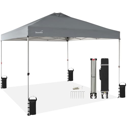 Skandika Pavillon Solvorn 3 x 3 m | patentierter Einhand-Mechanismus, Pop Up Faltpavillon mit Stahlgestell, UV-Schutz 50+, wetterfest, feuerfest CPAI-84, 2,8 m Höhe, Partyzelt | Garten, Camping
