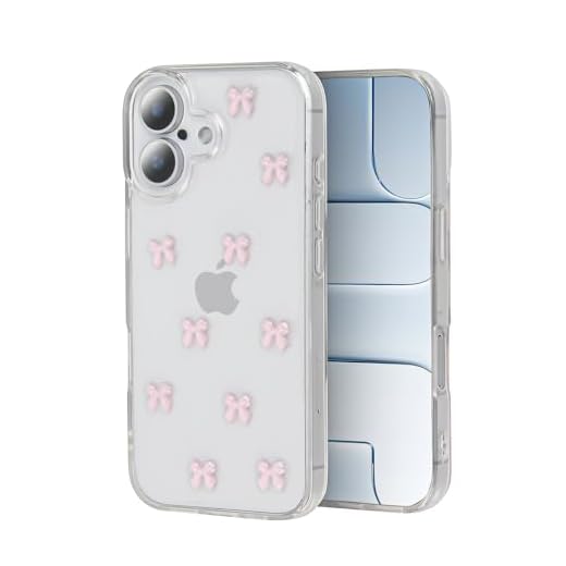 for iPhone 17 Case, (Military Grade Drop Protection) Cute Pink Bow Pattern with Shockproof Slim Soft TPU Protective Cover for Women Girl