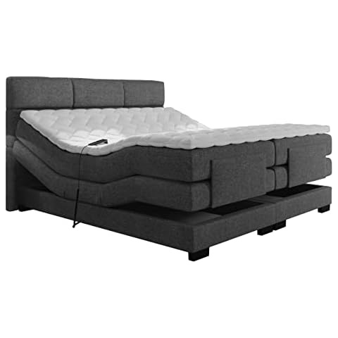 Boxspringbett Falio, elektrisch verstellbar, Taschenfederkern Matratzen + Topper, Kopfteil gesteppt und gepolstert, Verstellbar Bett, Polsterbett mit elektrisches Motor (180 x 200 cm, Inari 94) Cover