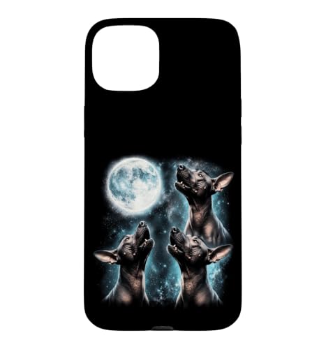 Xoloitzcuintli Howling at Moon Retro 90's Xolo Dog Case for iPhone 15 Plus