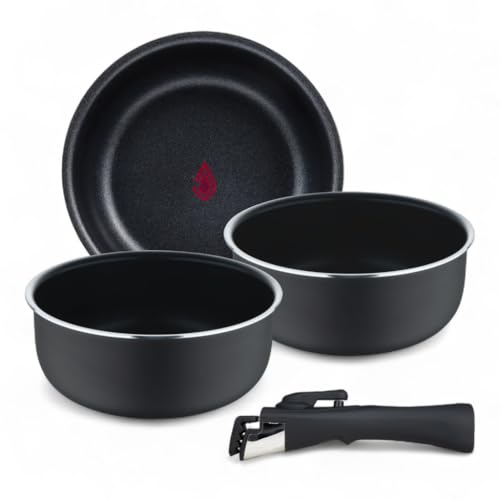 BERGNER Click & Cook - Set of 4 Aluminium Press Casserole with Removable Handle and Heat Point - ILAG Essential Coating - Anthracite - Suitable for Induction Cookers BERGNER Click & Cook - Set of 4 Aluminium Press Casserole with Removable Handle and Heat Point - ILAG Essential Coating - Anthracite - Suitable for Induction Cookers
