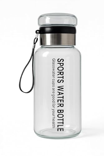 Image of NYRWANA Borosilicate Glass Water Bottle with Screw Lid | 1000ml Glass Tumbler | Heat-Resistant | Leak-Resistant | Hot & Cold Drinking Bottle for Home, Office, Gym, Travel & Camping