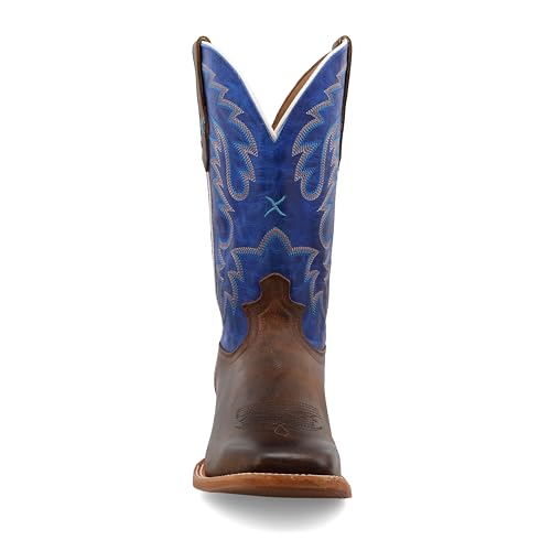 Image of Twisted X Men's 12 inch Rancher, Wide Square Toe with CellSole, Dark Chocolate & Brilliant Blue, 10 D