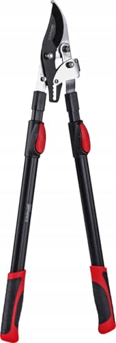 Schmith - Sécateur à Deux Mains à Lames Franches, Télescopique avec Mécanisme à Cliquet - Longeur 695-875 mm - Lames en Acier SK5 - Outillage de Jardin - Pour Tailler les Branches et les Arbustes