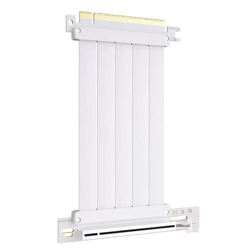 GLOTRENDS 150mm PCIe 4.0 X16 Riser Cable White Color for PCIe 4.0/3.0 GPUs Such as GeForce RTX 40/30 Series and AMD Radeon RX7000/RX6000 Series etc