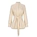 Womens Belted Fall Jackets Open Front Wrap Trench Coat Long Sleeve Casual Dressy Travel Outerwear with Pockets Khaki