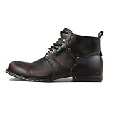 COWSDELLA Retro Chukka buty dla mężczyzn, sznurowane, motocyklowe, casualowe, skórzane, vintage, botki dla mężczyzn, modne CD-6015-2-Retro, brązowe-R, Retro ciemnobrązowy, 44 EU szeroki