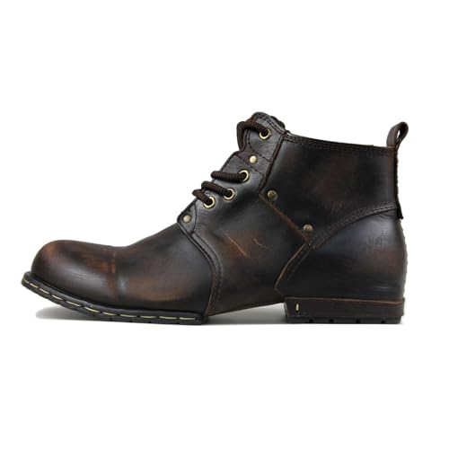 Image of Men's Vintage Brown Chukka Boots Lace-up Motorcycle Casual Leather Shoes Ankle Boot for Men Fashion CD-6015-2-Stylish