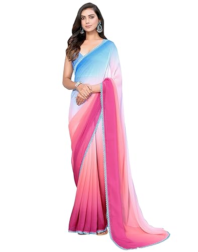 Image of Avantika Fashion Women's Amazing Plain Georgette Saree With Blouse Piece