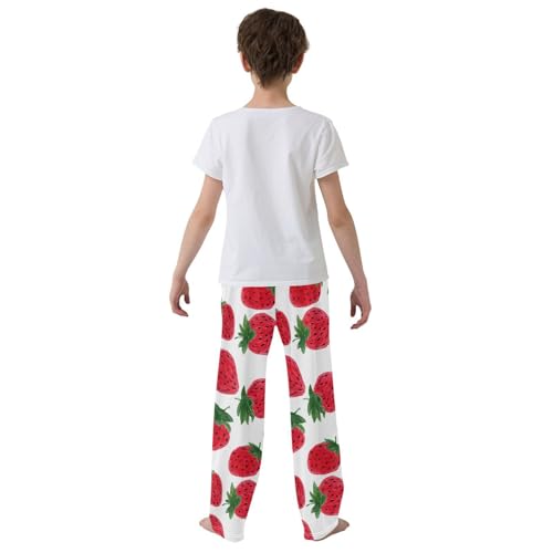 Red Strawberries Strawberry Pajama Pants Long Sleep Pant Soft PJ Bottoms Sleepwear3