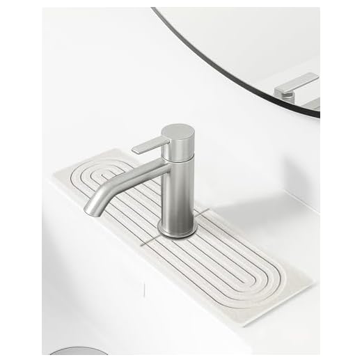 Diatomite Faucet Mat, 15.75" x 3.94" Quick Dry Sink Stone Mat for Kitchen and Bathroom Sink, Absorbent Splash Guard (White)