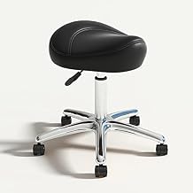 Saddle Stool Rolling Swivel Height Adjustable with Wheels, Heavy Duty Ergonomic Stool Chair for Lab, Clinic, Dentist, Salon, Massage, Office and Home Kitchen,A