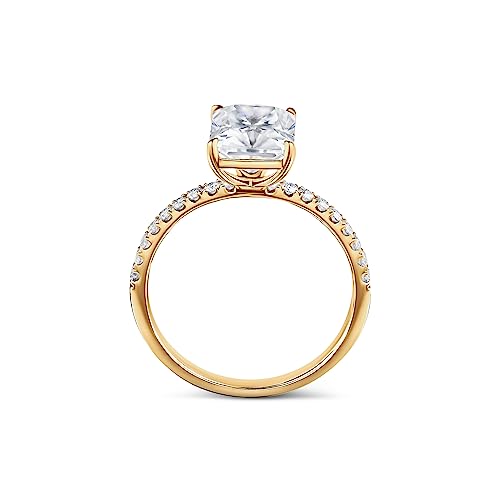 ISAAC WOLF 10k Gold 3 Carat Moissanite Ring Radiant Cut Engagement Rings for Women2