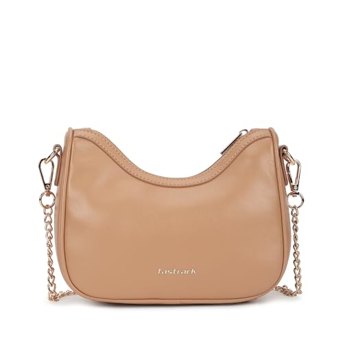 Image of Fastrack QuiltCrush Sling | Faux-Leather Women's Sling Bag| Detachable Chain Strap, Gold Hardware, Internal Pockets & Zipper Closure