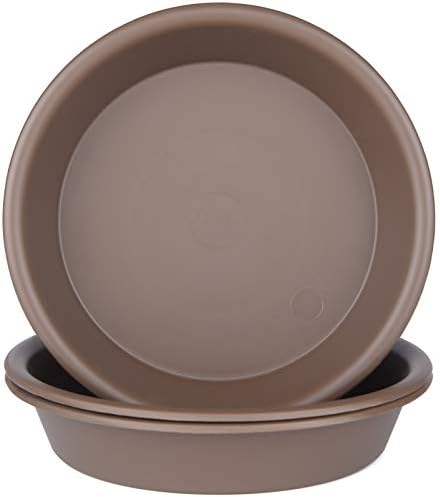 QDBNW Plant Saucers 12 inch of 3 Pack Brown Heavy Duty Thicken Durable Plastic Drip Trays Great for Large Plants for Indoor or Outdoor Garden