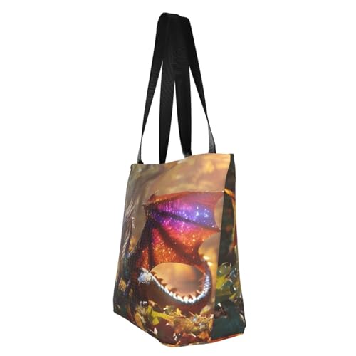 Magical Dragon Print Lightweight Shoulder Bag Summer Outings Tote Bags Travel Hiking Work Casual Use4