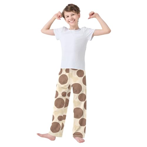 Boys' Pants Cute Brown Dog Long Bottoms Jogger Pants Elastic Waist Trousers with Pockets S-XL2