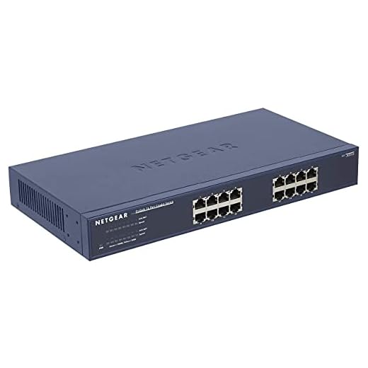 Netgear JGS516 Switch 16 Port Gigabit Ethernet LAN Switch (Plug-and-Play Netzwerk Switch 19 Zoll Rack-Montage, lüfterloses Metallgehäuse, ProSAFE Lifetime-Garantie)