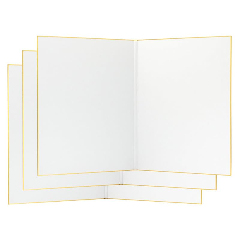 Amazon | 二つ折り色紙 両面 白無地 27.3cm×48.4cm 金縁 サイン色紙 3