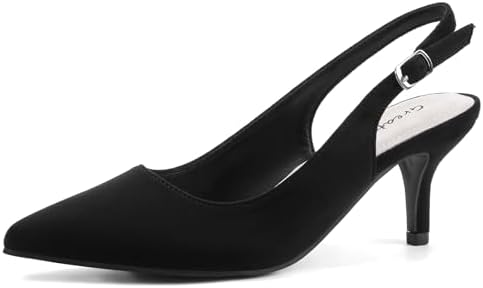 Greatonu Women's Kitten Heels Pointed Toe Slingback Dress Pumps S...