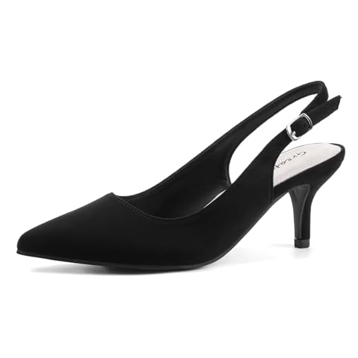 Greatonu Womens Black Formal Classic Kitten Slingback Heels Pumps Shoes Size 9