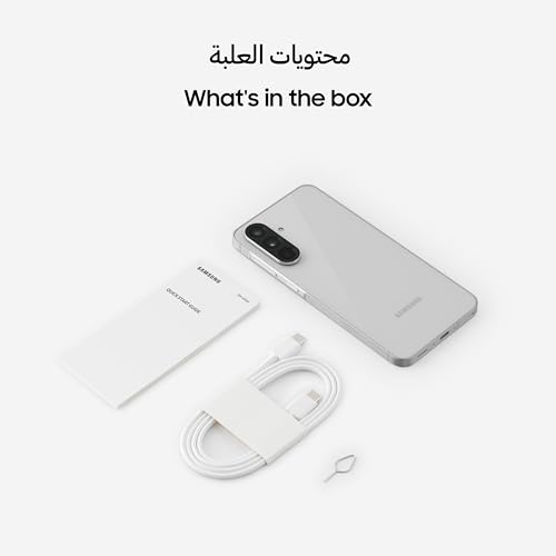 موبايل سامسونج جالاكسي A56 بنظام أندرويد وذاكرة تخزين 256 جيجابايت وذاكرة رام سعة 12 جيجابايت مع شاشة كبيرة ومدة تشغيل بطارية تدوم طويلا، يدعم 6 ترقيات لنظام التشغيل، لون رمادي فاتح