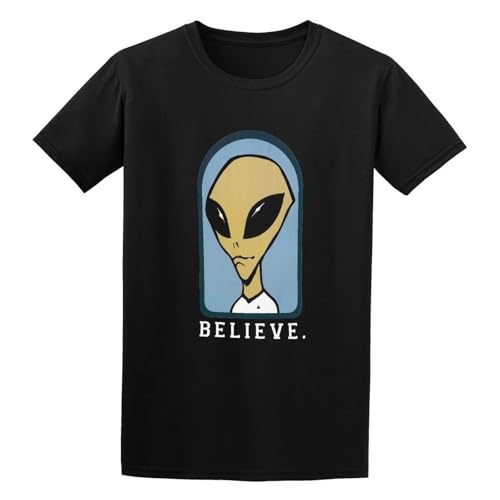 haize Alien Workshop Believe Funny T Shirts for Men Adult X-Large Black L