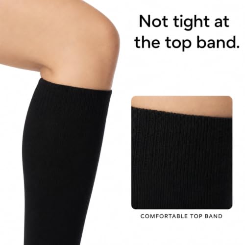 Image of HUE Women's Flat Knit Cotton Knee High Socks for Women 3 Pair Pack
