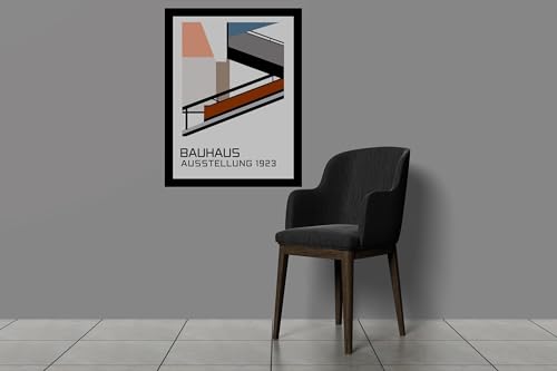 Image of BLINKART Vintage Bauhaus Retro Geometric Aesthetic Poster Gallery | Colorful Wrap Framed For Home Office Studio Living Room Modern Art Studio Decoration Abstract Shapes | (d70) | 13x10 Inch