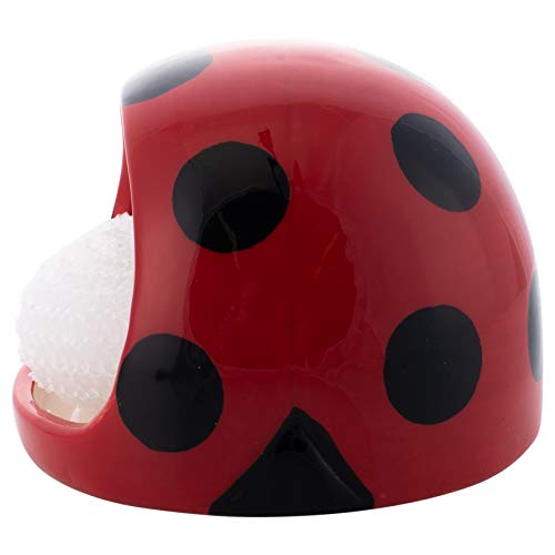 Red Ladybug Shaped Scrubbie Sponge Holder Includes Scrubby Pad