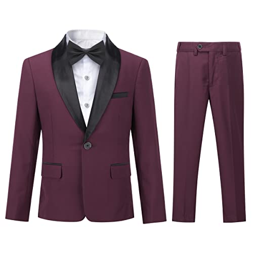 Boyland Boys Tuxedo Suit Shawl Lapel 2 Pieces Slim Fit Suit Jacket Pants Suit Set Prom Party #TOP23