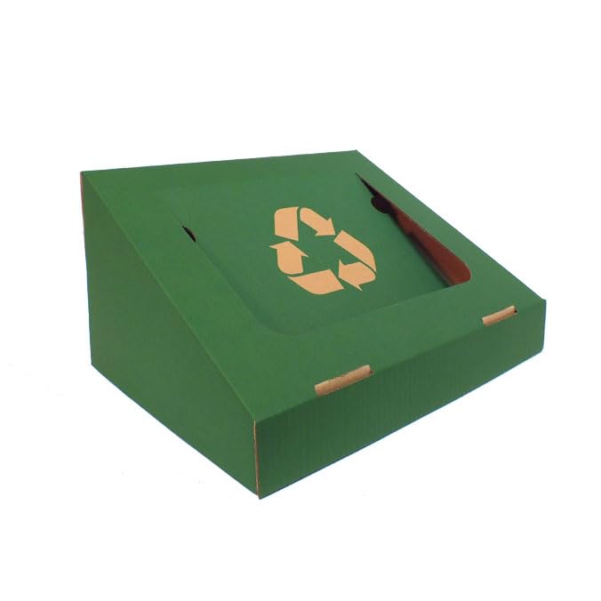 Pack de 3 Papeleras de Cartón para Reciclaje. Verde para Vidrio, Azul para Papel y Cartón, Amarilla para Plástico