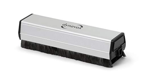 Dynavox Karbon-antistatisk borste med sammetspuk CSP130, rengöringsborste för vinylskivor, silver