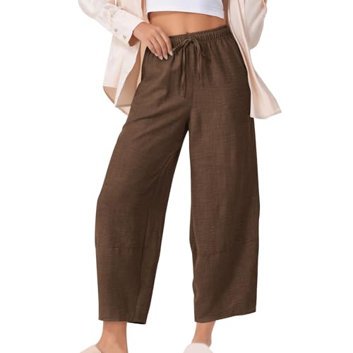 Pants for Women Baggy Wide Leg Palazzo Casual Elastic Waist Wide Leg Pants Drawstring Elastic Waisted Lounge Trousers