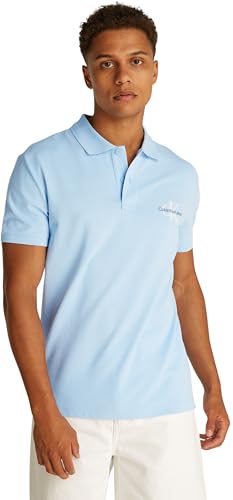 Calvin Klein Herren Poloshirt Kurzarm Monologo Regular Fit, Blau (Blue Bell), XS – Ansicht 1