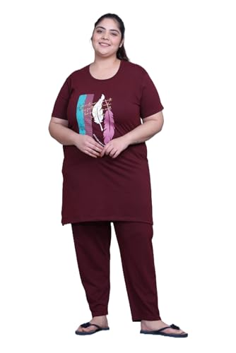 Image of RYSH Women's Printed Cotton Plus Size Longline T-Shirt with Pockets | Cotton fabric - soft longline T-shirt with easy plus-size fit