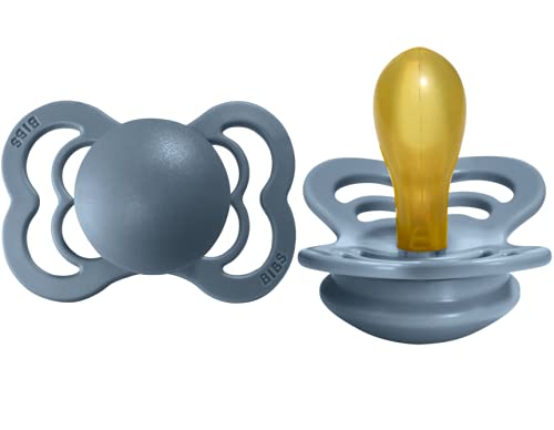 BIBS Supreme Baby Pacifiers | BPA-Free Natural Rubber Pacifier | Made in Denmark | Set of 2 Soothers (Petrol, 0-6 Months)